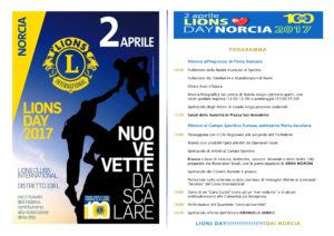 Programma Lions Day 2017 - Norcia, 2 Aprile